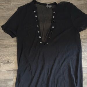 ASOS Black Buttoned Short Sleeve Tee